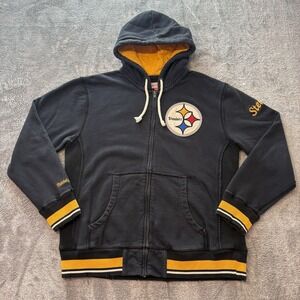 Mitchell & Ness Pittsburgh Steelers Throwback Zip Hoodie Distressed Black L